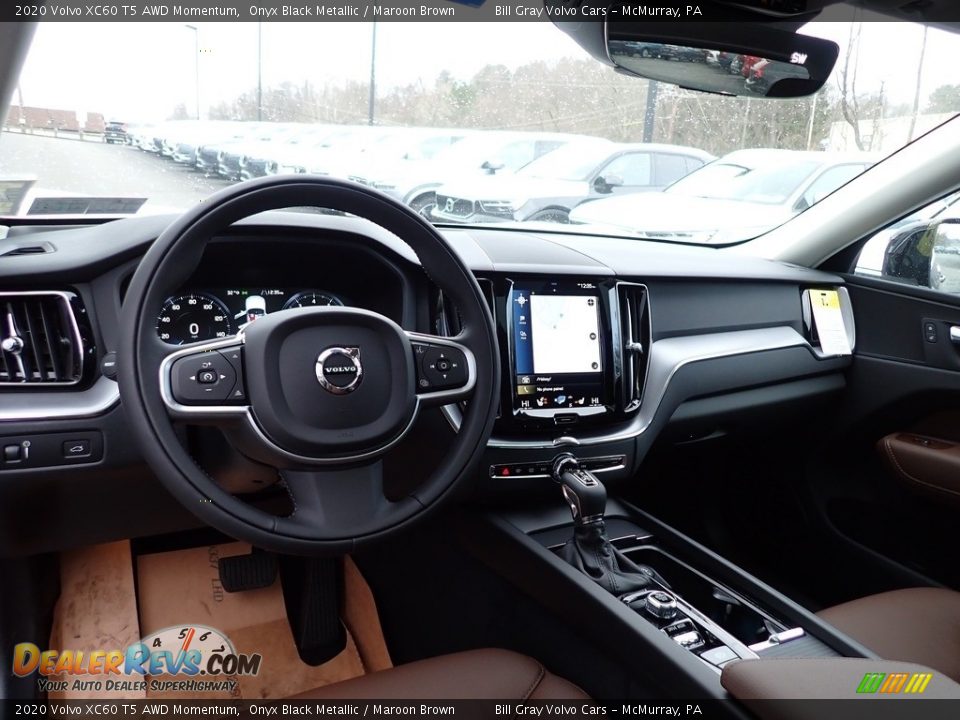 2020 Volvo XC60 T5 AWD Momentum Onyx Black Metallic / Maroon Brown Photo #9