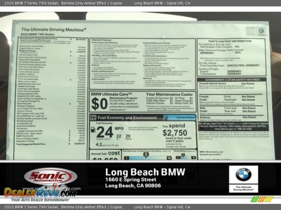 2020 BMW 7 Series 740i Sedan Bernina Grey Amber Effect / Cognac Photo #10