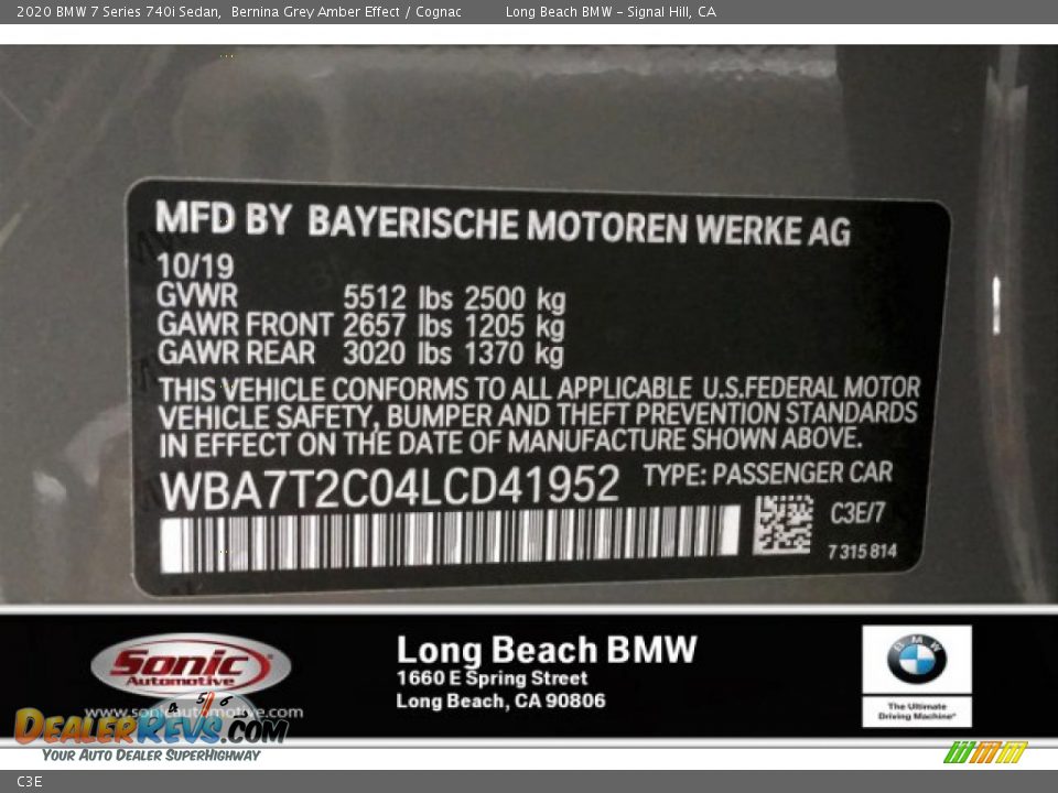 BMW Color Code C3E Bernina Grey Amber Effect