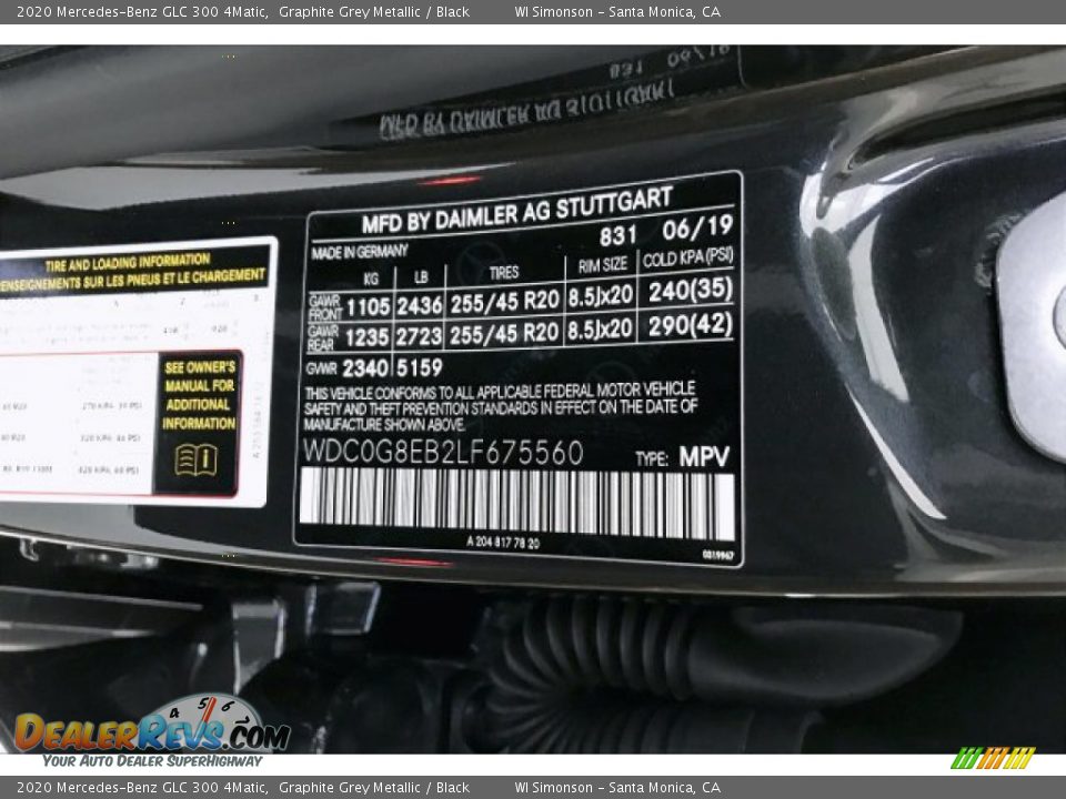 2020 Mercedes-Benz GLC 300 4Matic Graphite Grey Metallic / Black Photo #11