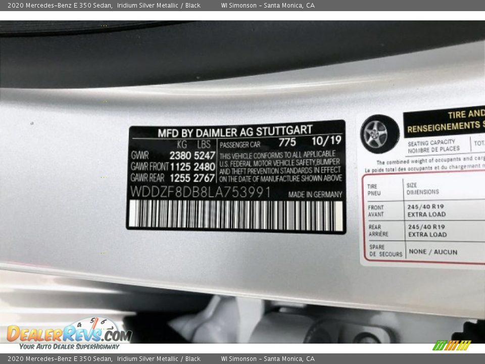 2020 Mercedes-Benz E 350 Sedan Iridium Silver Metallic / Black Photo #11