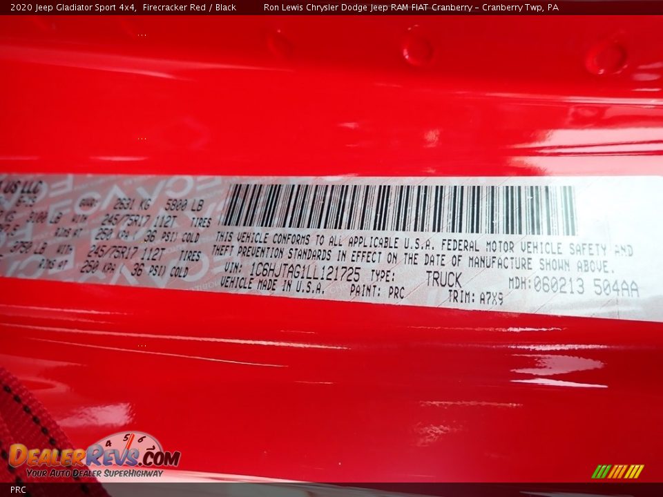 Jeep Color Code PRC Firecracker Red