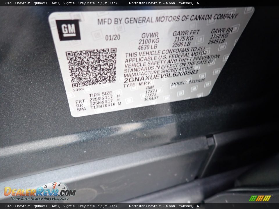 2020 Chevrolet Equinox LT AWD Nightfall Gray Metallic / Jet Black Photo #15