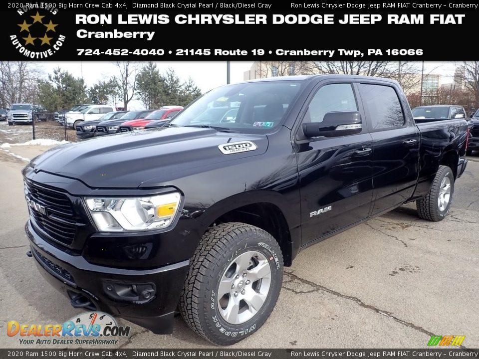 2020 Ram 1500 Big Horn Crew Cab 4x4 Diamond Black Crystal Pearl / Black/Diesel Gray Photo #1