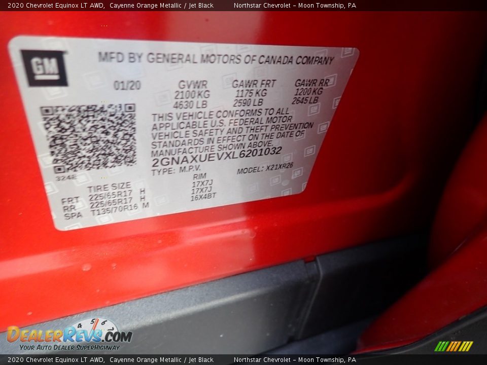 2020 Chevrolet Equinox LT AWD Cayenne Orange Metallic / Jet Black Photo #14