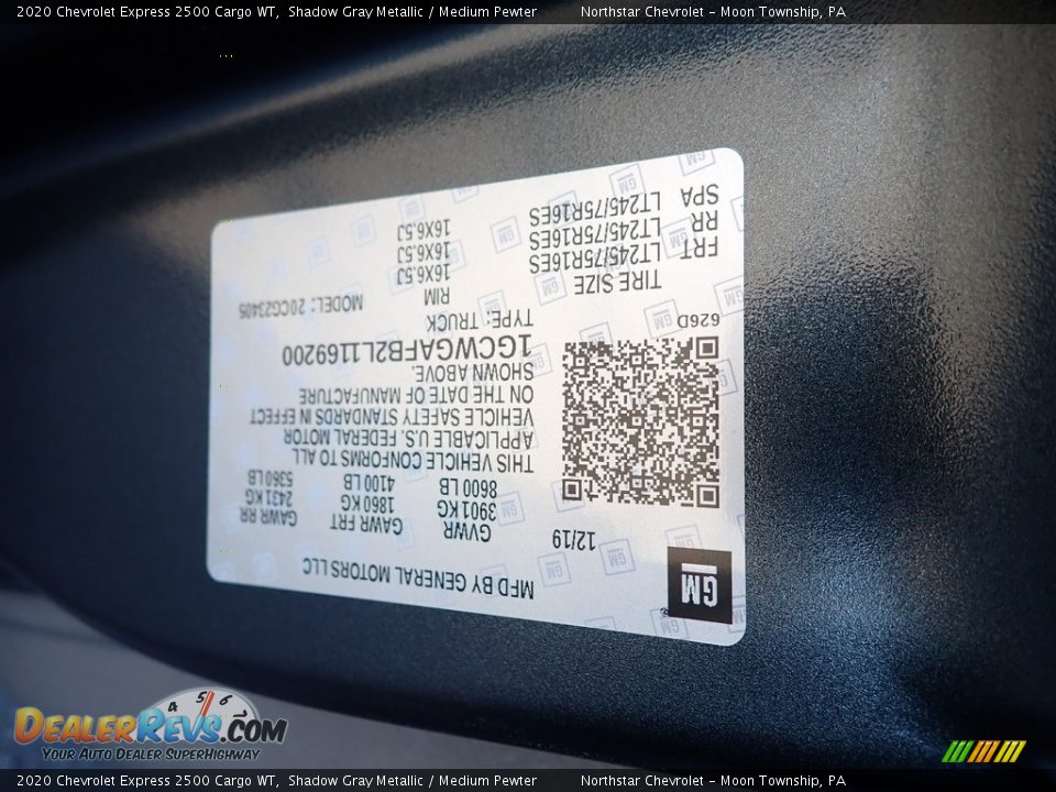 2020 Chevrolet Express 2500 Cargo WT Shadow Gray Metallic / Medium Pewter Photo #13