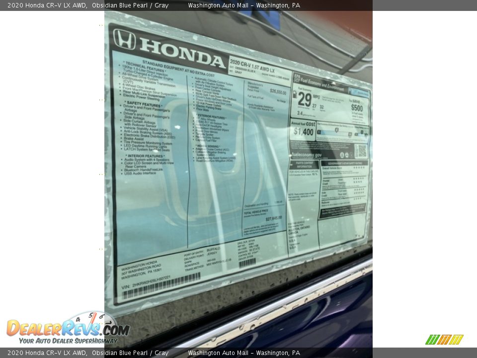 2020 Honda CR-V LX AWD Obsidian Blue Pearl / Gray Photo #15