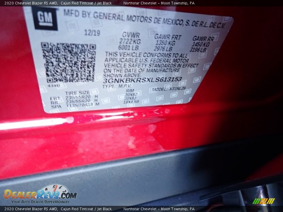 2020 Chevrolet Blazer RS AWD Cajun Red Tintcoat / Jet Black Photo #15