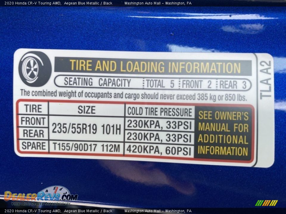 2020 Honda CR-V Touring AWD Aegean Blue Metallic / Black Photo #8