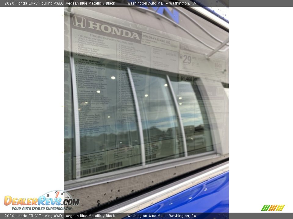 2020 Honda CR-V Touring AWD Aegean Blue Metallic / Black Photo #15