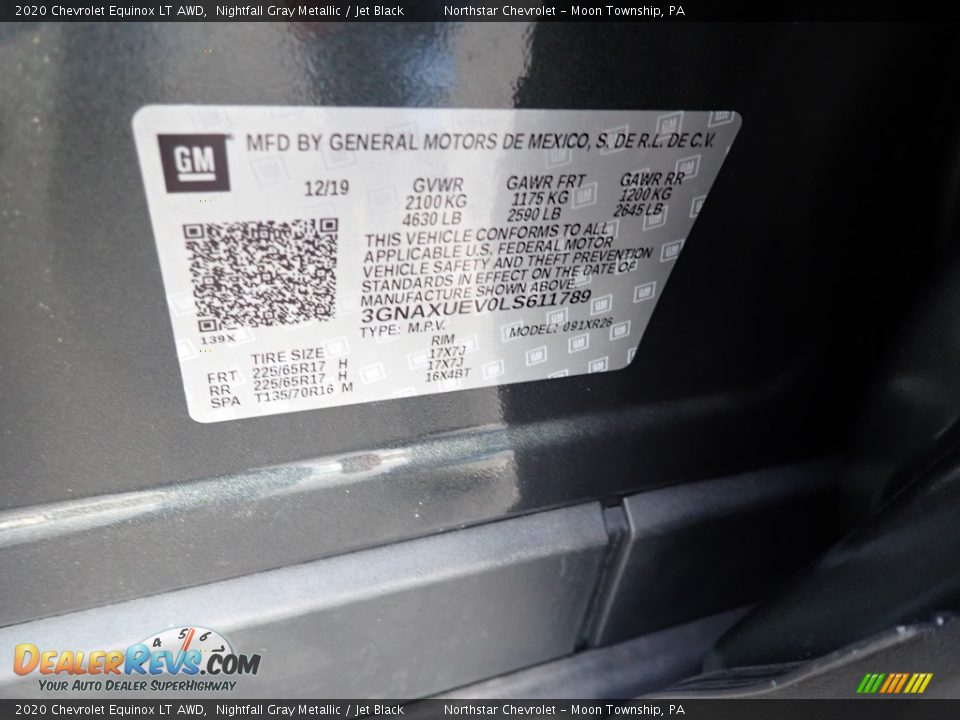 2020 Chevrolet Equinox LT AWD Nightfall Gray Metallic / Jet Black Photo #14