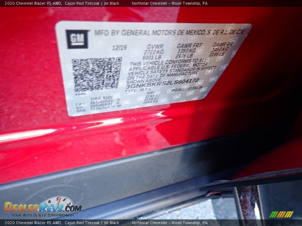 2020 Chevrolet Blazer RS AWD Cajun Red Tintcoat / Jet Black Photo #16