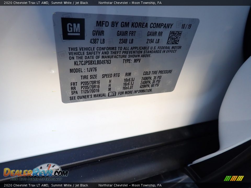 2020 Chevrolet Trax LT AWD Summit White / Jet Black Photo #13