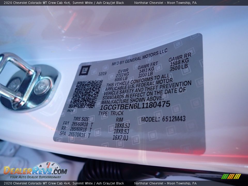 2020 Chevrolet Colorado WT Crew Cab 4x4 Summit White / Ash Gray/Jet Black Photo #12