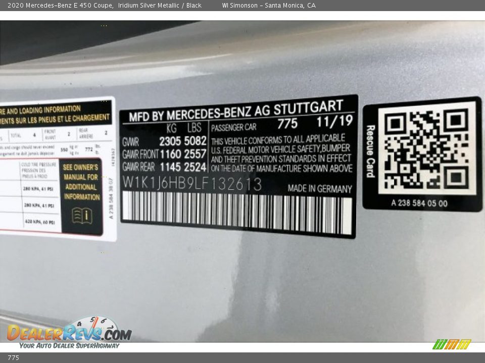 Mercedes-Benz Color Code 775 Iridium Silver Metallic