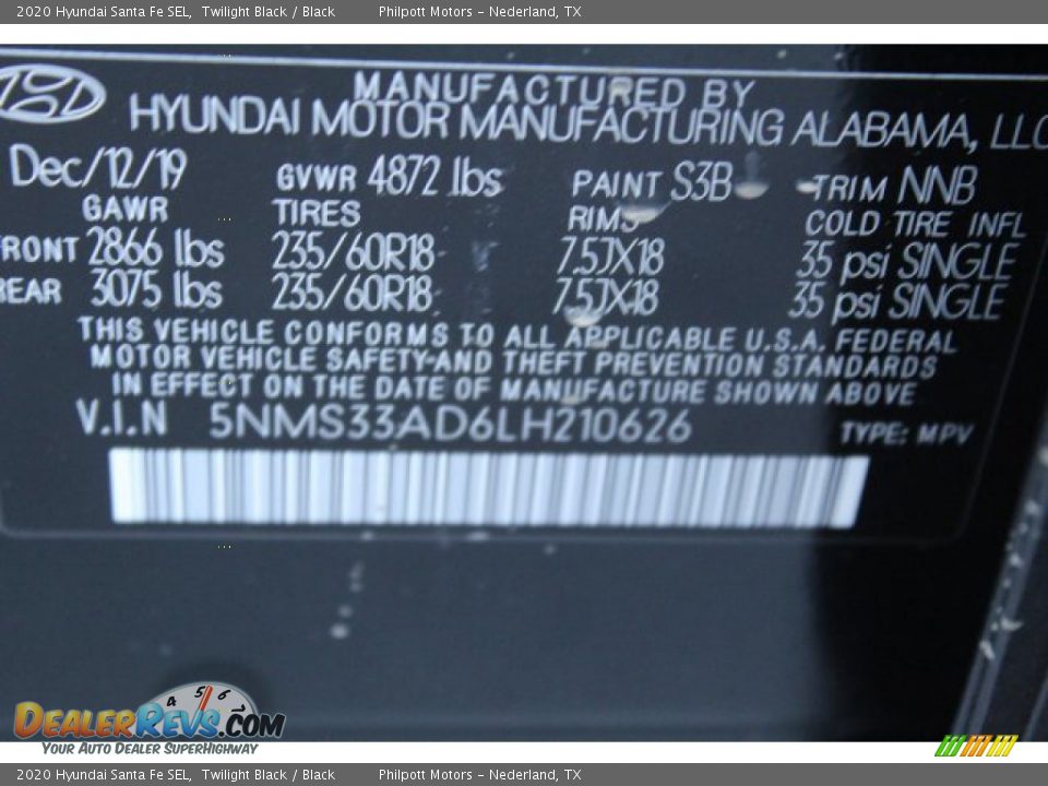 2020 Hyundai Santa Fe SEL Twilight Black / Black Photo #28
