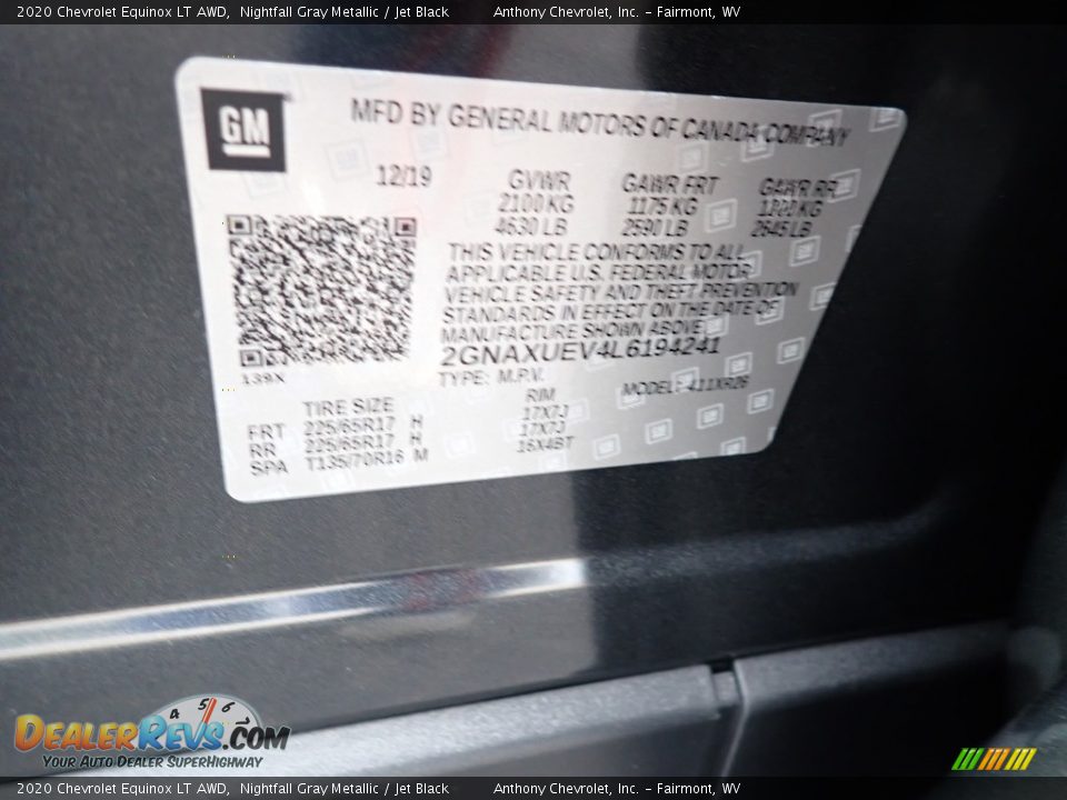 2020 Chevrolet Equinox LT AWD Nightfall Gray Metallic / Jet Black Photo #15