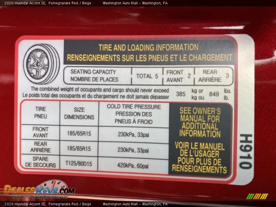 2020 Hyundai Accent SE Pomegranate Red / Beige Photo #9
