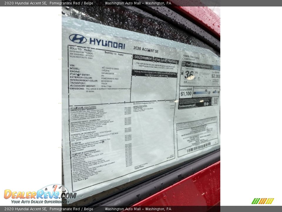 2020 Hyundai Accent SE Pomegranate Red / Beige Photo #16