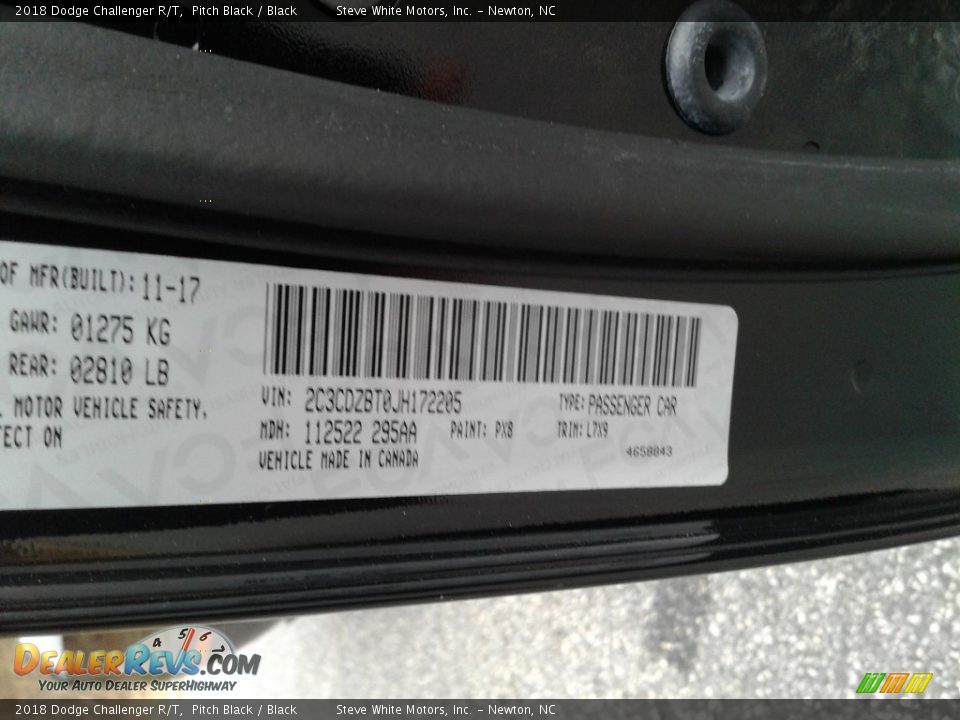 2018 Dodge Challenger R/T Pitch Black / Black Photo #2