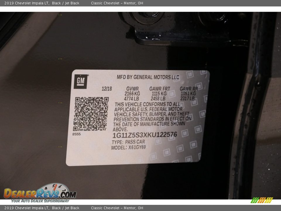 2019 Chevrolet Impala LT Black / Jet Black Photo #20