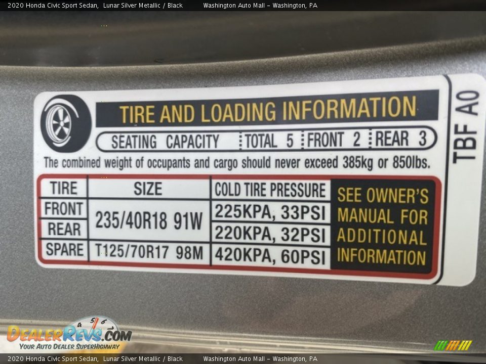 2020 Honda Civic Sport Sedan Lunar Silver Metallic / Black Photo #8