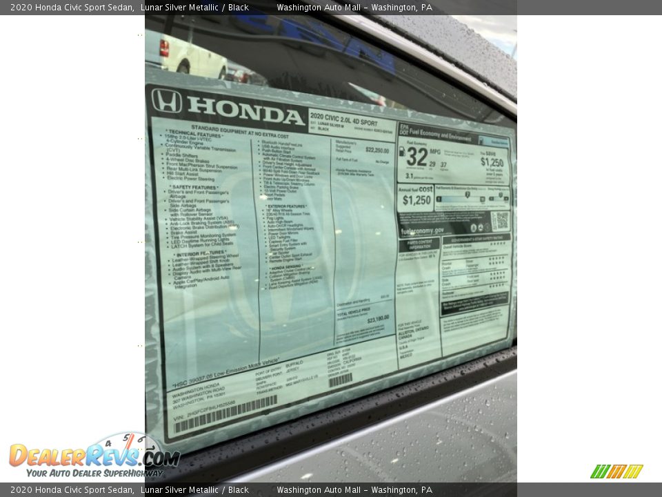 2020 Honda Civic Sport Sedan Lunar Silver Metallic / Black Photo #15