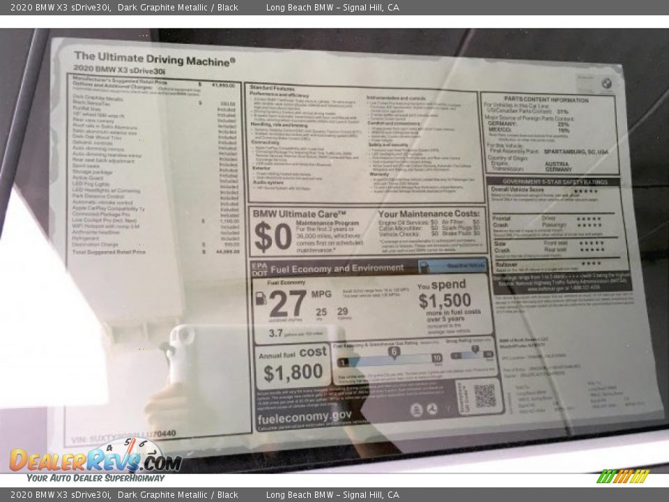 2020 BMW X3 sDrive30i Dark Graphite Metallic / Black Photo #10