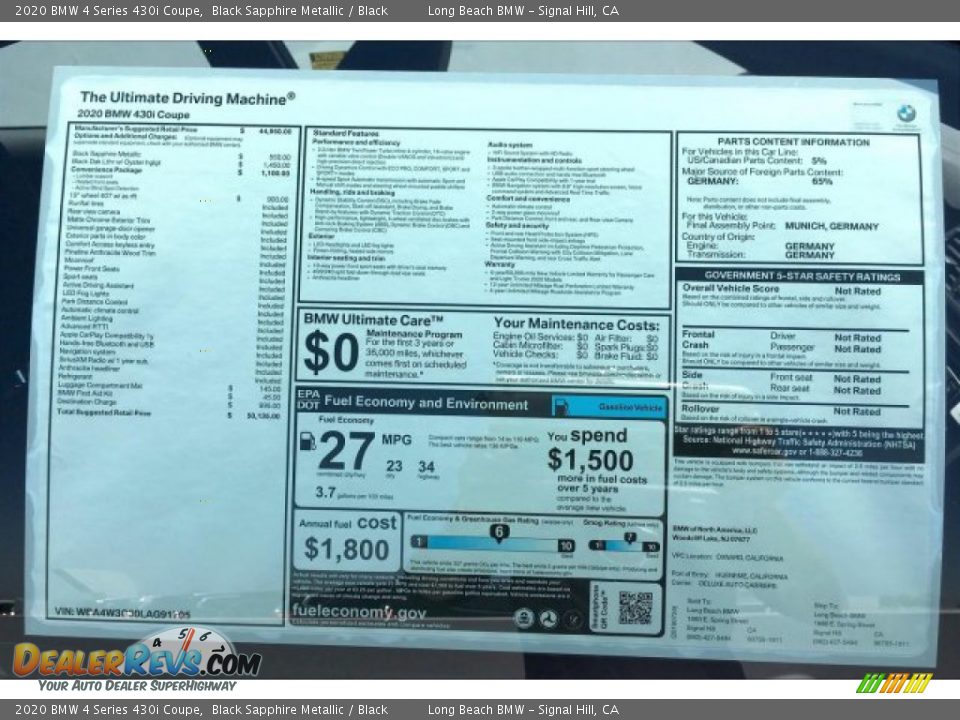 2020 BMW 4 Series 430i Coupe Black Sapphire Metallic / Black Photo #10