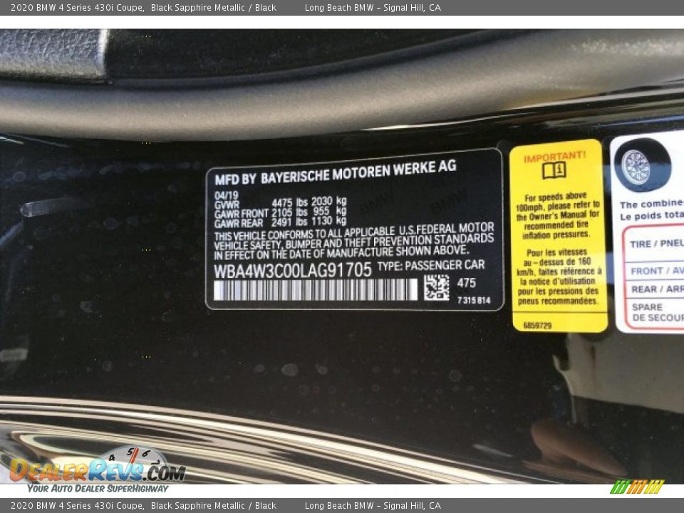 2020 BMW 4 Series 430i Coupe Black Sapphire Metallic / Black Photo #11