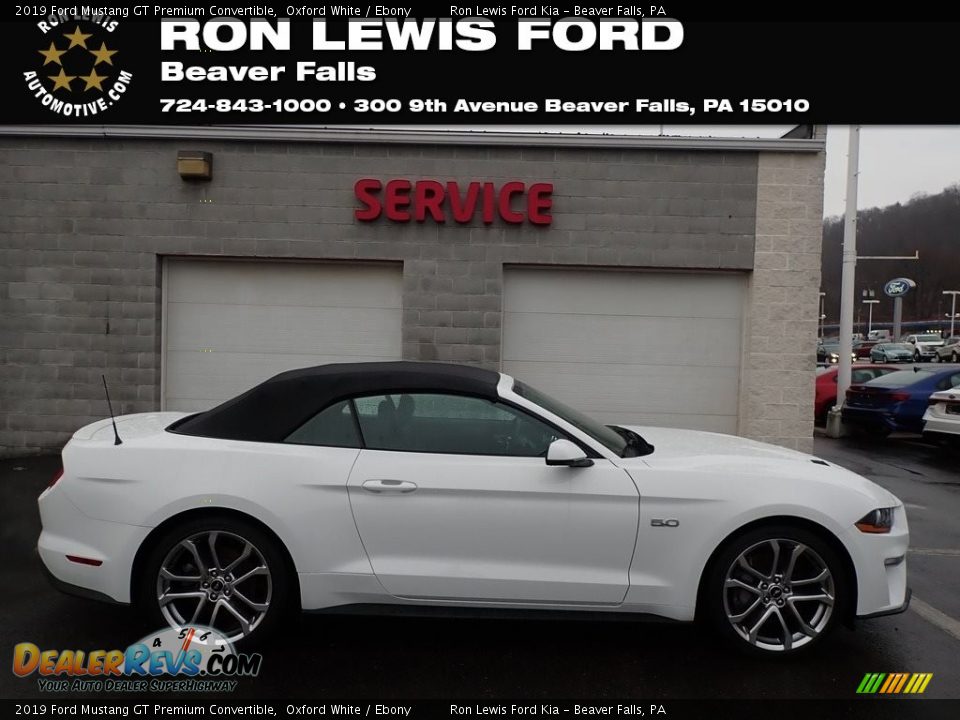 2019 Ford Mustang GT Premium Convertible Oxford White / Ebony Photo #1