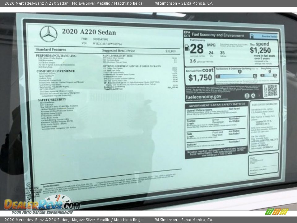 2020 Mercedes-Benz A 220 Sedan Mojave Silver Metallic / Macchiato Beige Photo #10