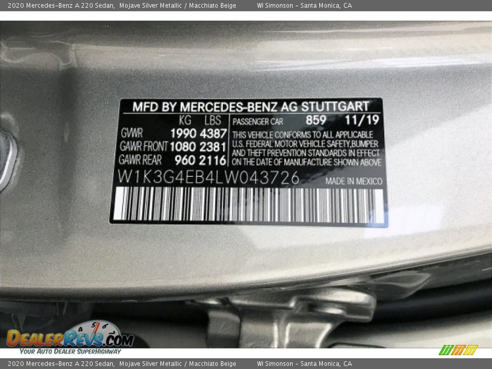 2020 Mercedes-Benz A 220 Sedan Mojave Silver Metallic / Macchiato Beige Photo #11
