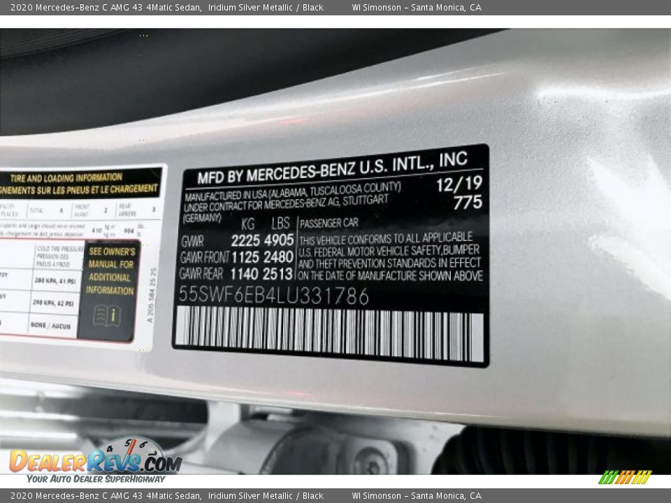 2020 Mercedes-Benz C AMG 43 4Matic Sedan Iridium Silver Metallic / Black Photo #24