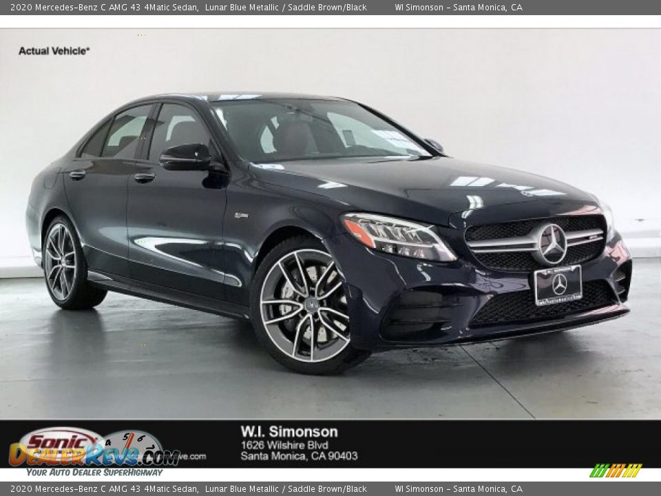 2020 Mercedes-Benz C AMG 43 4Matic Sedan Lunar Blue Metallic / Saddle Brown/Black Photo #1