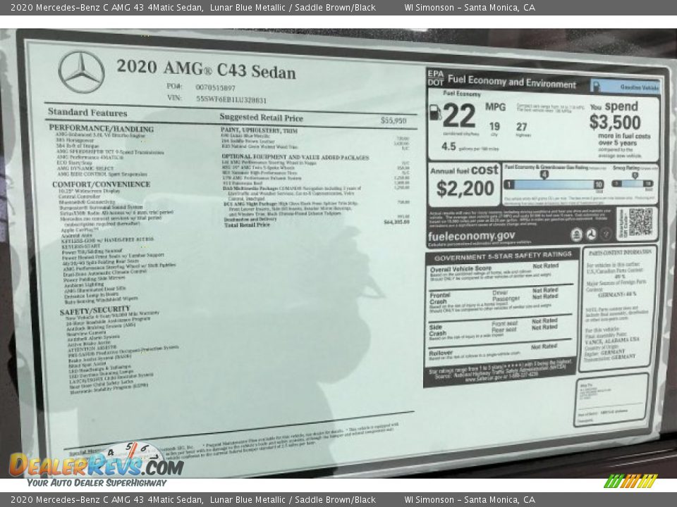 2020 Mercedes-Benz C AMG 43 4Matic Sedan Window Sticker Photo #11