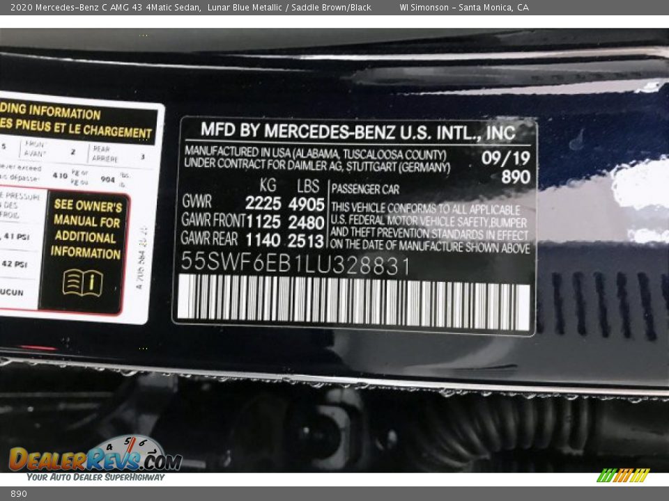 Mercedes-Benz Color Code 890 Lunar Blue Metallic