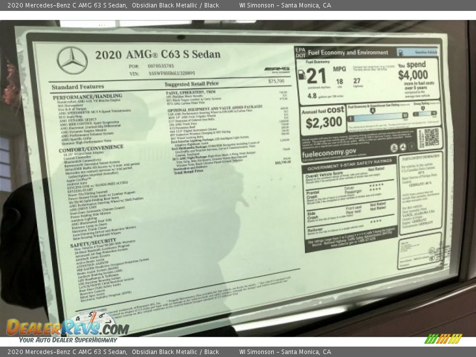 2020 Mercedes-Benz C AMG 63 S Sedan Window Sticker Photo #11