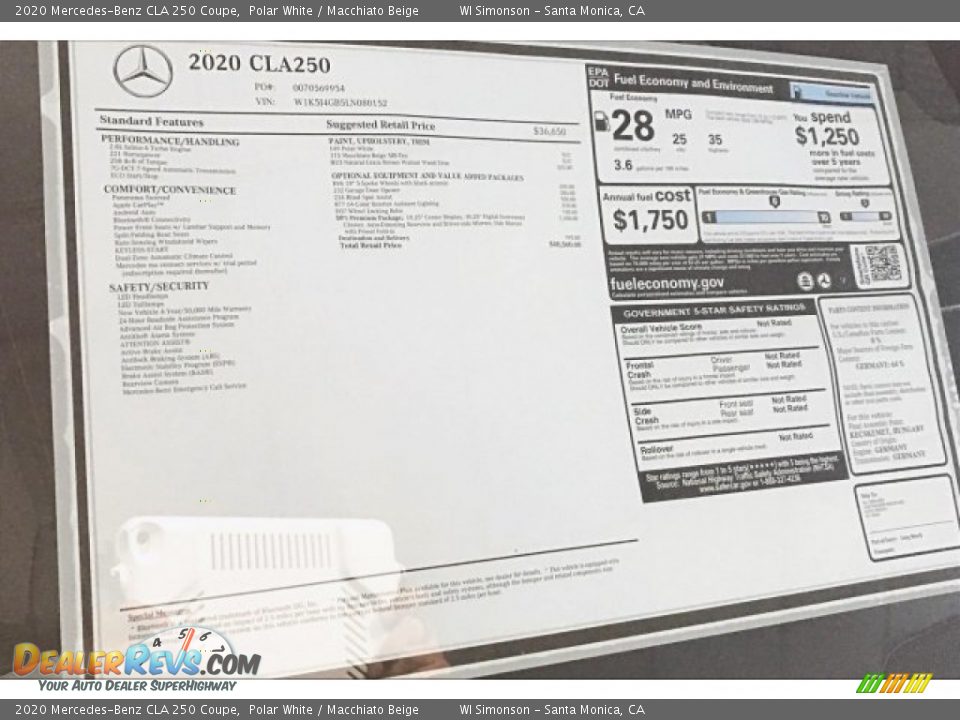 2020 Mercedes-Benz CLA 250 Coupe Polar White / Macchiato Beige Photo #10