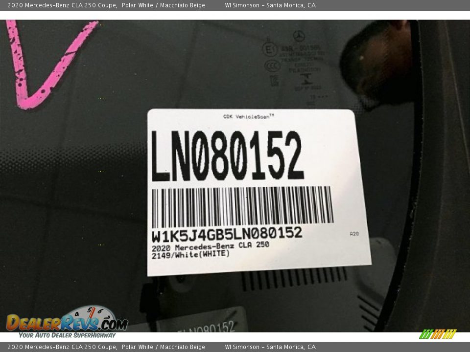 2020 Mercedes-Benz CLA 250 Coupe Polar White / Macchiato Beige Photo #11