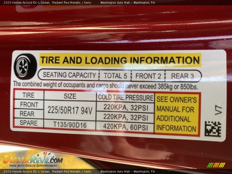 2020 Honda Accord EX-L Sedan Radiant Red Metallic / Ivory Photo #8
