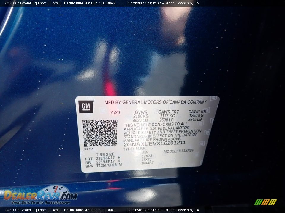2020 Chevrolet Equinox LT AWD Pacific Blue Metallic / Jet Black Photo #15