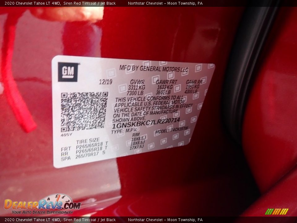2020 Chevrolet Tahoe LT 4WD Siren Red Tintcoat / Jet Black Photo #16