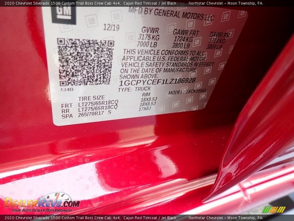 2020 Chevrolet Silverado 1500 Custom Trail Boss Crew Cab 4x4 Cajun Red Tintcoat / Jet Black Photo #16