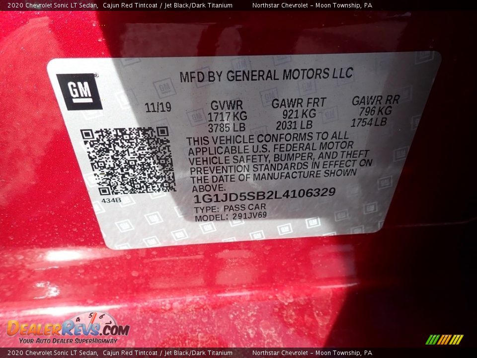 2020 Chevrolet Sonic LT Sedan Cajun Red Tintcoat / Jet Black/Dark Titanium Photo #16