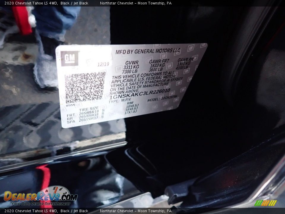 2020 Chevrolet Tahoe LS 4WD Black / Jet Black Photo #12