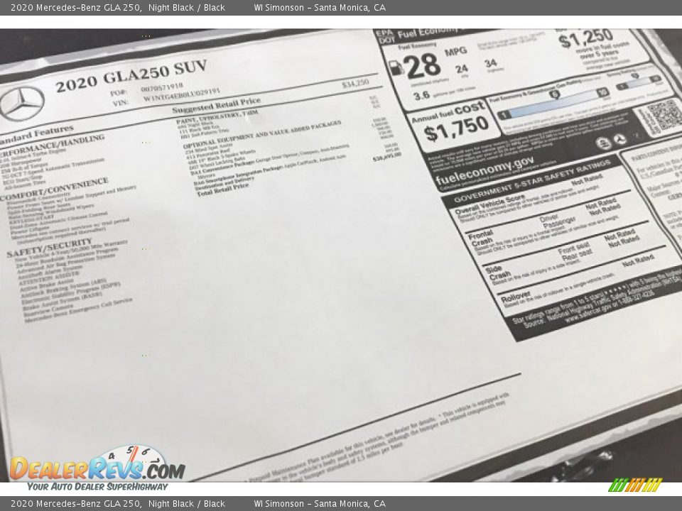 2020 Mercedes-Benz GLA 250 Night Black / Black Photo #10