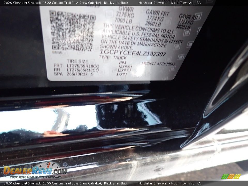 2020 Chevrolet Silverado 1500 Custom Trail Boss Crew Cab 4x4 Black / Jet Black Photo #14