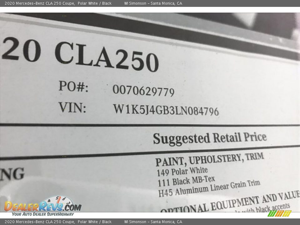 2020 Mercedes-Benz CLA 250 Coupe Polar White / Black Photo #11