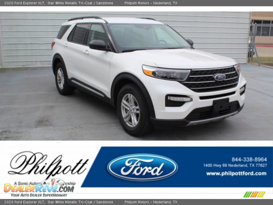 2020 Ford Explorer XLT Star White Metallic Tri-Coat / Sandstone Photo #1